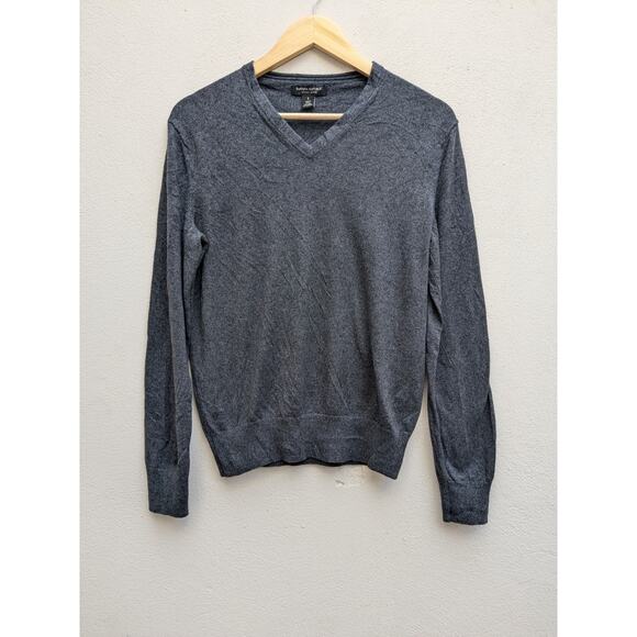 Banana Republic Luxury Blend Silk Cashmere Sweater Mens Small P Gray Pullover V
